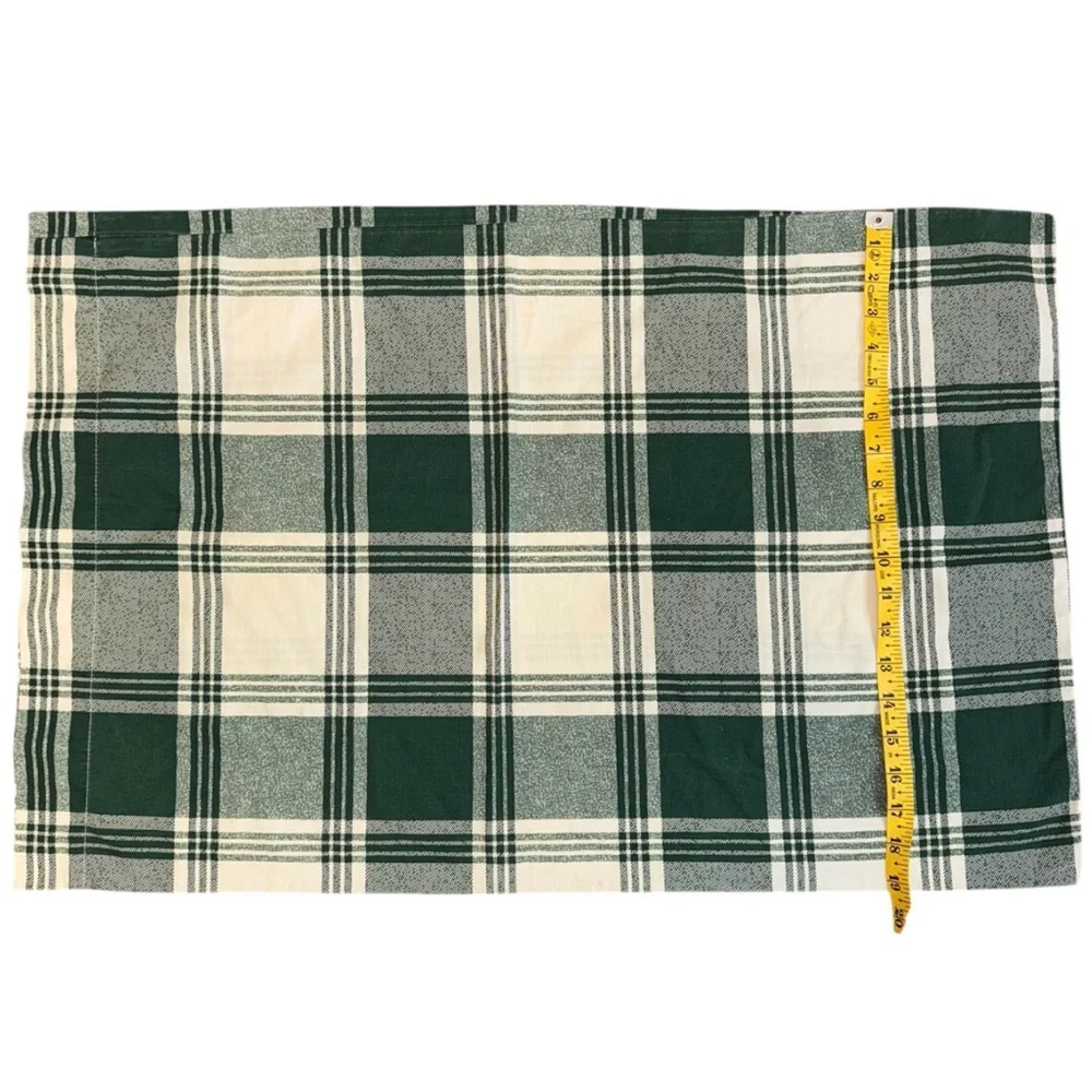 Pair of Green and White Plaid Pillowcases